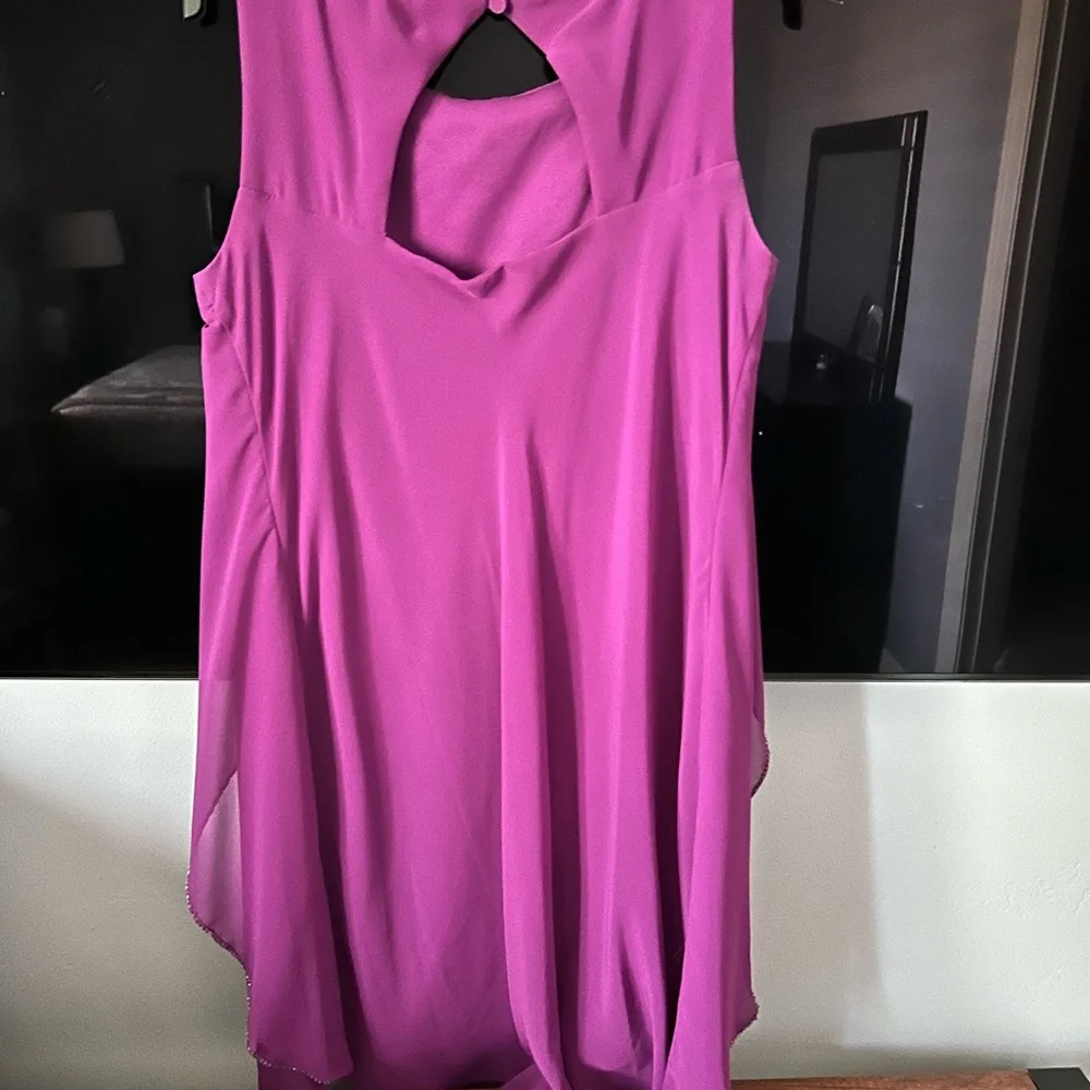 SLNY Pink Asymmetrical Tiered Cocktail Dress, sz 10 - Picture 3 of 10